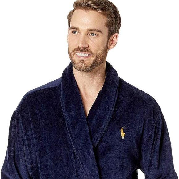 POLO RALPH LAUREN Men's Tartan Plush Microfiber Robe P297FR Size: S/M NEW w TAGS